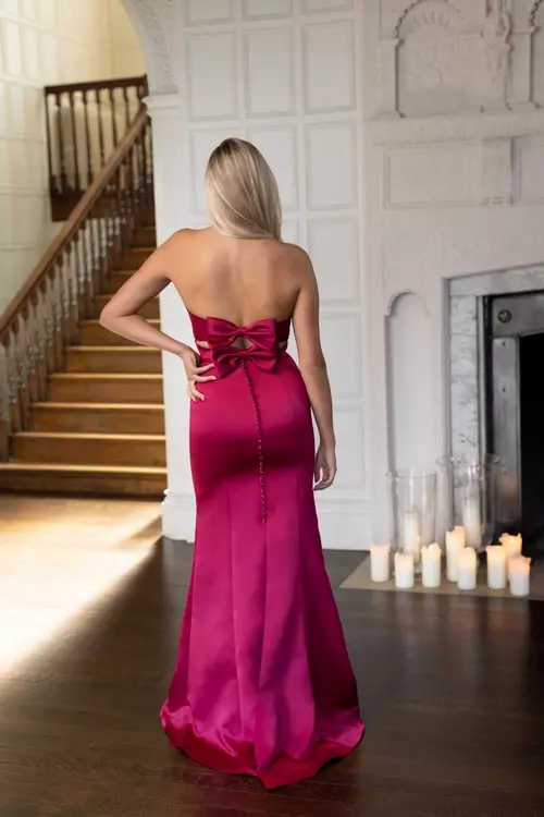Lyla S Modern Strapless Bridesmaid Dress with Bows Luna by True Bride